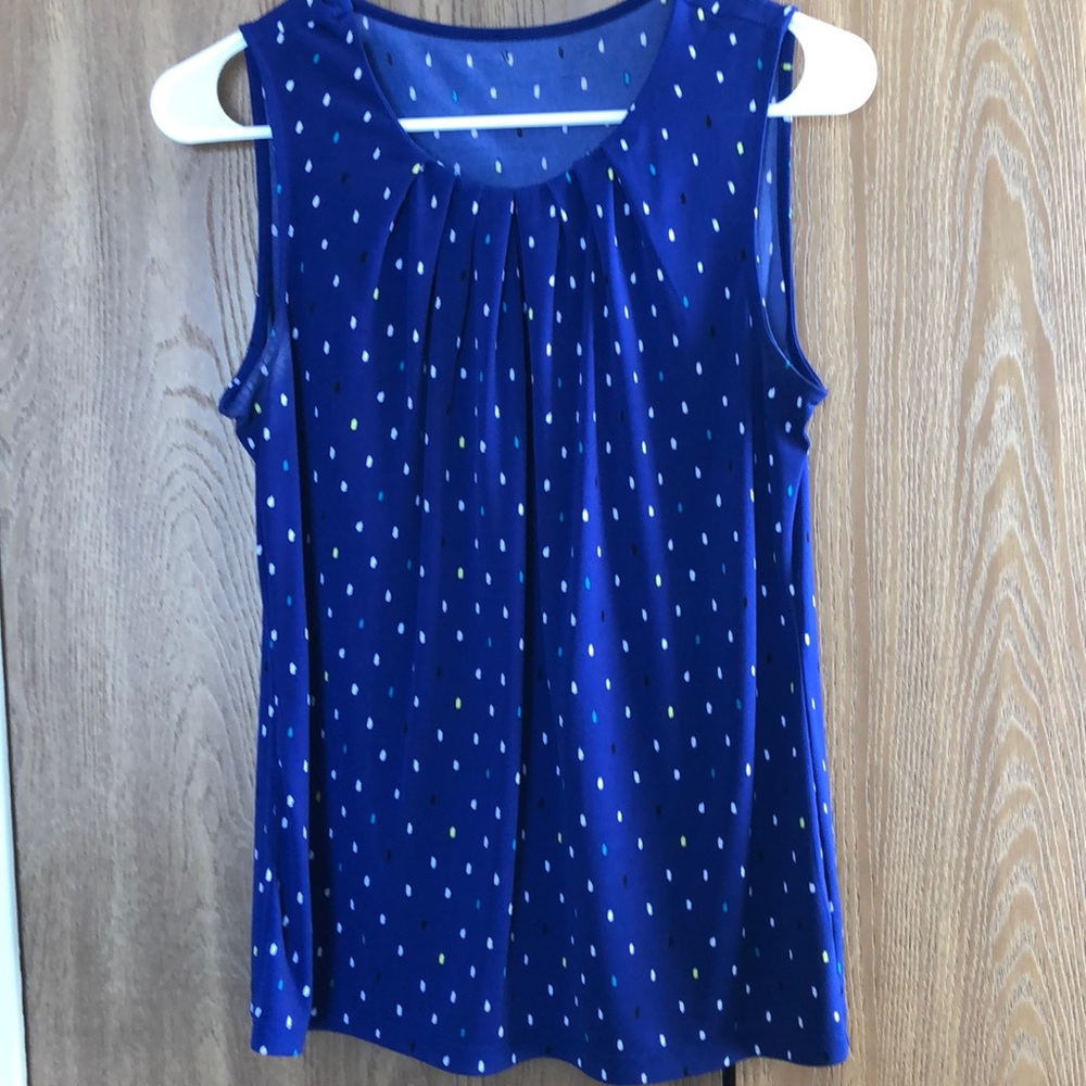 Blue Patterned Tank-Style Blouse